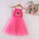 Girls Multicolor Puffy Slip Name Custom Birthday Celebration Cartoon Mouse Tutu Dress