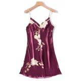 Women 2 Pieces Satin Silk Sleepwear Long Sleeve Robe Nightgown and Sling Sleep Dress Pajamas Set