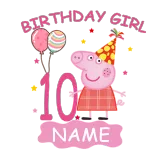 Girls Clothing Name Custom Birthday Celebration Cartoon Piggy Family T-shirts