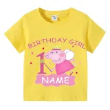 Girls Clothing Name Custom Birthday Celebration Cartoon Piggy Family T-shirts