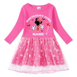 Girls Yarn Skirt Name Custom Birthday Celebration Cartoon Mouse Long And Short Sleeve Dress