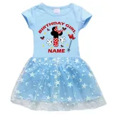 Girls Yarn Skirt Name Custom Birthday Celebration Cartoon Mouse Long And Short Sleeve Dress
