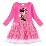 Girls Yarn Skirt Cartoon Mouse Long And Short Sleeve Dress