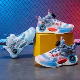 Toddler Kids Unisex Breathable Rotary Buttons High Top Thick-soled Basketball Sneaker Shoes