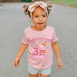 Girls Clothing Name Custom Birthday Celebration Cartoon Piggy Family T-shirts