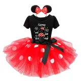 Girls Custom Name Birthday Celebration Mouse Puffy Polka Dots Tutu Dress With Headbands