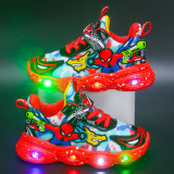 Toddler Kids Boy LED Light Up Mesh Breathable Spider Sneaker Shoes