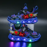 Toddler Kids Boy LED Light Up Mesh Breathable Spider Sport Thick-soled Sneakers