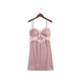 Women Satin Silk Sleep Dress Embroidery Sling V-Neck Lace Mini Dress Pajamas