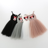 Girls Multicolor Puffy Slip Cartoon Mouse Head Tutu Dress