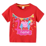 Girls Clothing Name Custom Birthday Celebration Cartoon Piggy Family T-shirts
