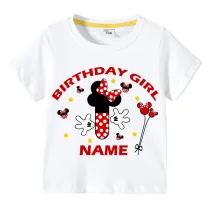 Girls Multicolor Clothing Top Name Custom Birthday Celebration Cartoon Mouse Family T-shirts
