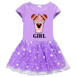 Girls Yarn Skirt Cartoon Mouse Drinks Long And Short Sleeve Dress