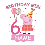 Girls Clothing Name Custom Birthday Celebration Cartoon Piggy Family T-shirts