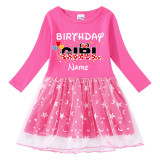 Girls Yarn Skirt Name Custom Birthday Celebration Cartoon Mouse Long And Short Sleeve Dress