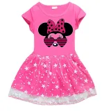 Girls Yarn Skirt Cartoon Mouse With Heart Love Sunglasses Long And Short Sleeve Dress