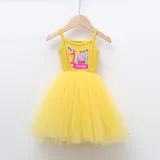 Girls Puffy Slip Name Custom Birthday Celebration Cartoon Piggy Tutu Dress