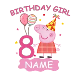 Girls Clothing Name Custom Birthday Celebration Cartoon Piggy Family T-shirts