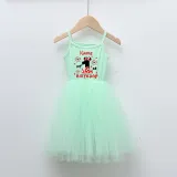 Girls Multicolor Puffy Slip Name Custom Birthday Celebration Cartoon Mouse Tutu Dress