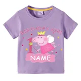 Girls Clothing Name Custom Birthday Celebration Cartoon Piggy Family T-shirts