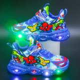 Toddler Kids Boy LED Light Up Mesh Breathable Spider Sneaker Shoes