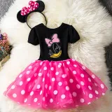 Girls Duck Puffy Polka Dots Tutu Dress With Headbands