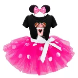 Girls Drinks Mouse Puffy Polka Dots Tutu Dress With Headbands