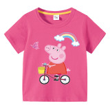 Girls Clothing Top Cartoon Piggy With Rainbow Family T-shirts