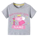Girls Clothing Name Custom Birthday Celebration Cartoon Piggy Family T-shirts
