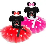Girls Custom Name Birthday Celebration Mouse Puffy Polka Dots Tutu Dress With Headbands