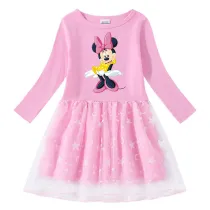 Girls Yarn Skirt Cartoon Mouse Long And Short Sleeve Dress