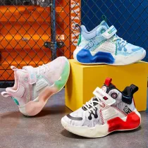 Toddler Kids Unisex Breathable Velcro Thick-soled Anti-collision Sneaker Basketball Shoes
