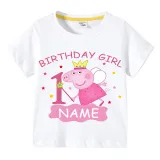 Girls Clothing Name Custom Birthday Celebration Cartoon Piggy Family T-shirts