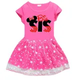 Girls Yarn Skirt Cartoon Mouse For Sisters Long And Short Sleeve Dress