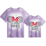 Mommy and Me Matching Clothing Top Cartoon Mice 2023 Slogan Tie Dyed Family T-shirts