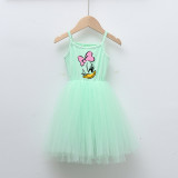 Girls Multicolor Puffy Slip Cartoon Duck Tutu Dress