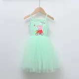 Girls Multicolor Puffy Slip Cartoon Piggy With Rainbow Tutu Dress