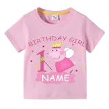Girls Clothing Name Custom Birthday Celebration Cartoon Piggy Family T-shirts