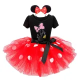 Girls Duck Puffy Polka Dots Tutu Dress With Headbands