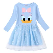 Girls Yarn Skirt Cartoon Duck Head Long And Short Sleeve Dress