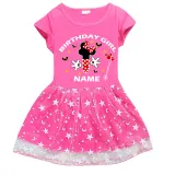 Girls Yarn Skirt Name Custom Birthday Celebration Cartoon Mouse Long And Short Sleeve Dress