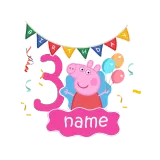 Girls Yarn Skirt Name Custom Birthday Celebration Cartoon Piggy Long And Short Sleeve Dress