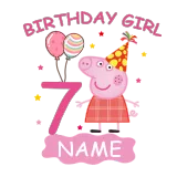 Girls Yarn Skirt Name Custom Birthday Celebration Cartoon Piggy Long And Short Sleeve Dress