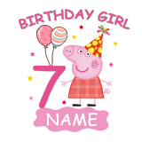 Girls Rainbow Name Custom Birthday Celebration Cartoon Piggy Long And Short Sleeve Casual Skirt