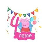 Girls Yarn Skirt Name Custom Birthday Celebration Cartoon Piggy Long And Short Sleeve Dress
