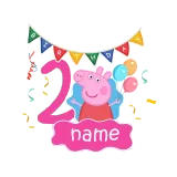 Girls Yarn Skirt Name Custom Birthday Celebration Cartoon Piggy Long And Short Sleeve Dress