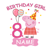 Girls Yarn Skirt Name Custom Birthday Celebration Cartoon Piggy Long And Short Sleeve Dress