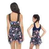 Matching Family Swimsuit Mom and Me Flower Prints Crossing Halter Plus Size Bikini Swimwear