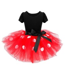 Toddler Girl Short Sleeve Polka Dots Mesh Tutu Casual Dress