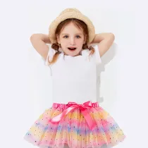 Toddler Girl Two Pieces Short Sleeve T-shirts Glitter Mesh Tutu Dress